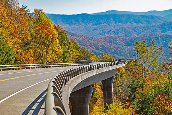 Autumn landscape along the missing-link road section of Foothills Parkway West, Great Smoky Mountains, TN.